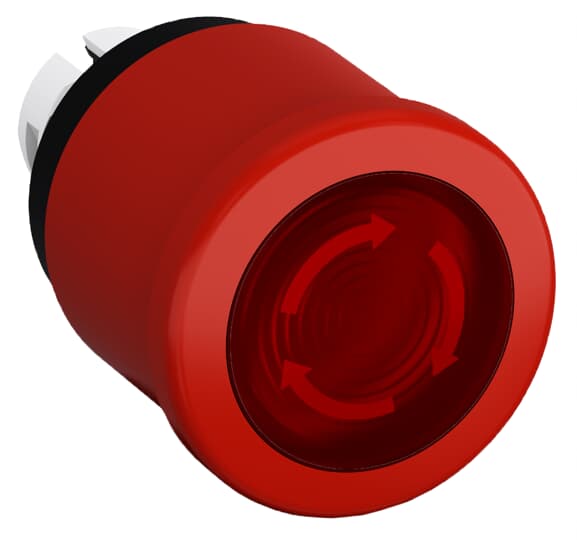 ABB Controls 22mm Operator - Illuminated E-Stop; Red Mushroom - 40mm; Standard - Plastic; Turn-to-Reset